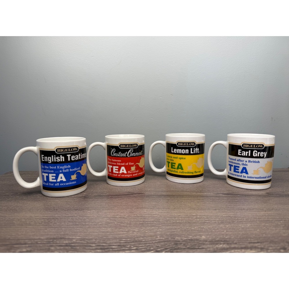 Vintage Bigelow Tea Mug Set of 4 English Teatime Constant Comment EarlGrey Lemon